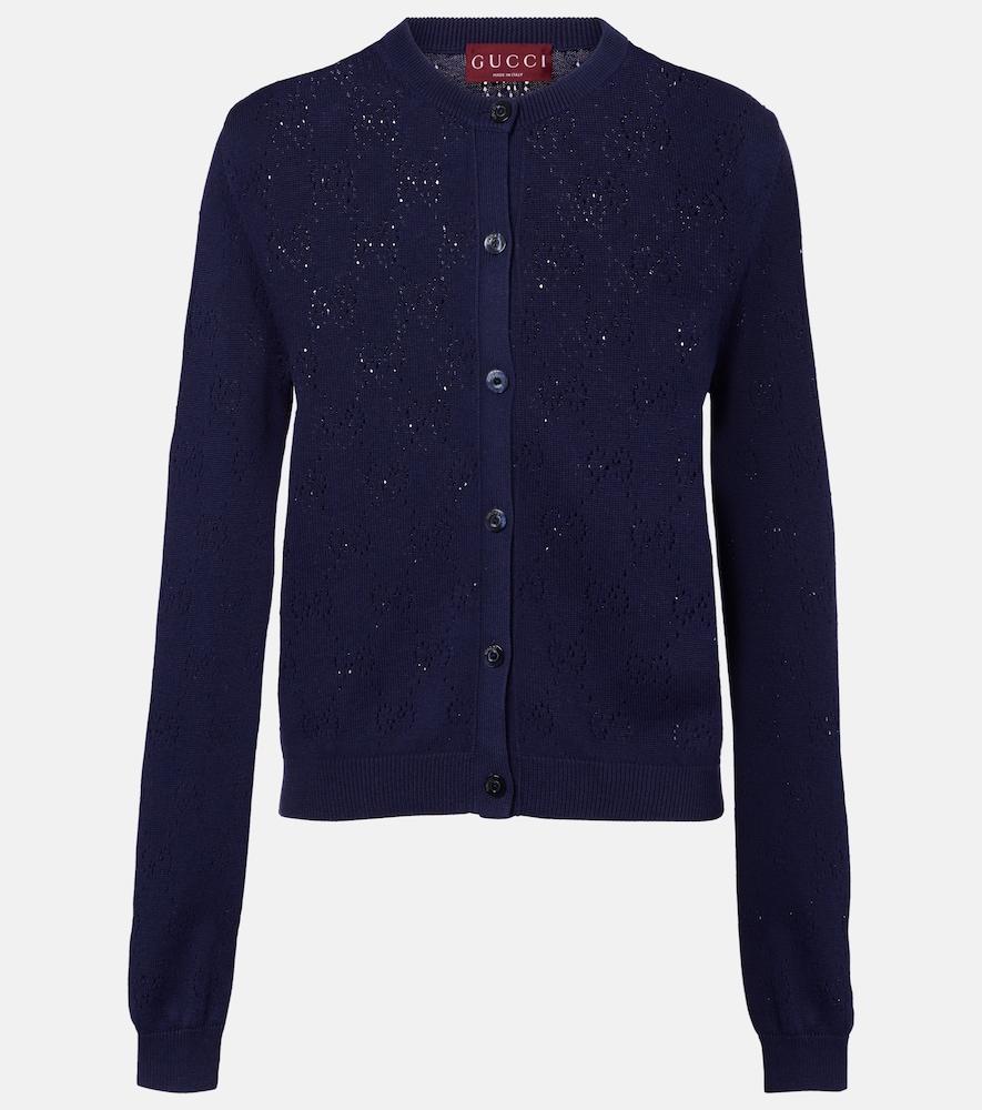gucci gg pointelle silk and cotton cardigan