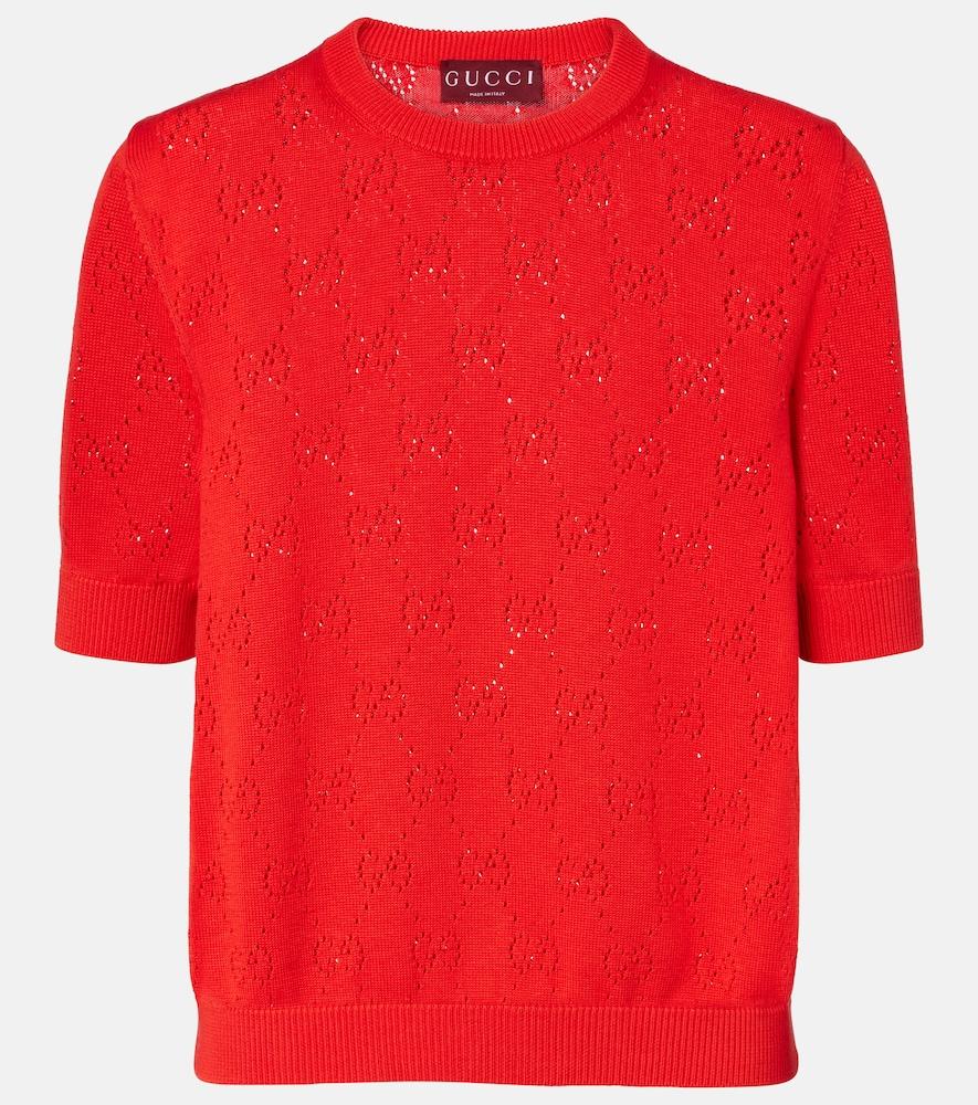 gucci gg pointelle silk and cotton sweater