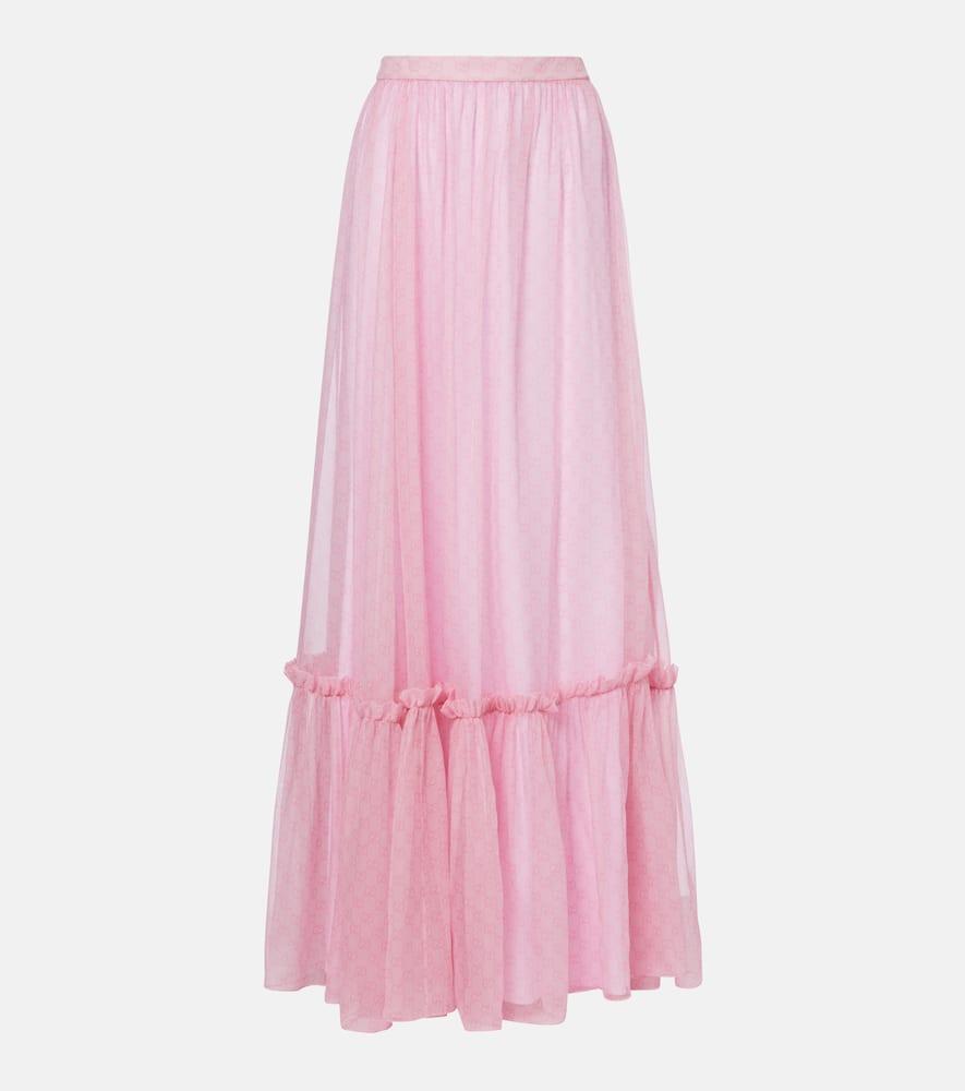 gucci gg printed silk chiffon maxi skirt