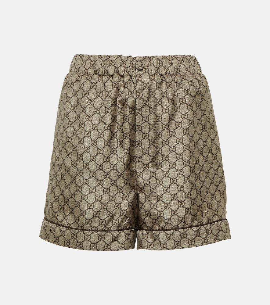 gucci gg printed silk twill shorts
