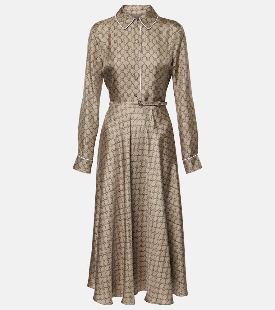 gucci gg silk twill shirt dress