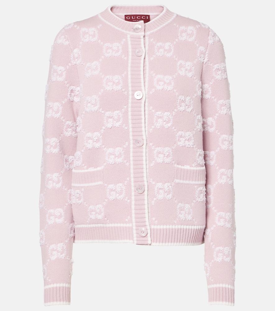 gucci gg wool bouclé jacquard cardigan