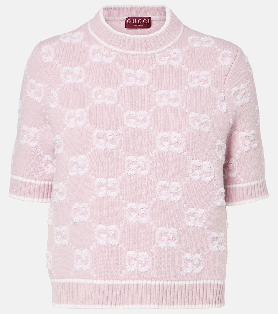gucci gg wool bouclé jacquard top