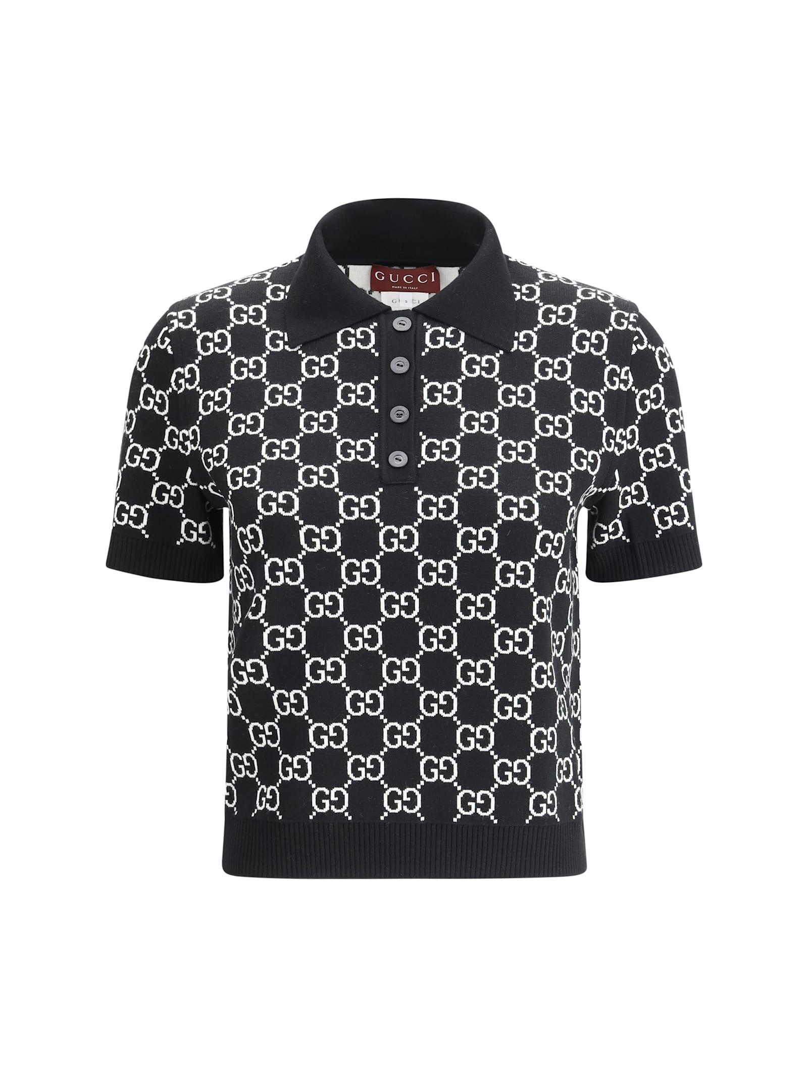 gucci gg wool jacquard polo top