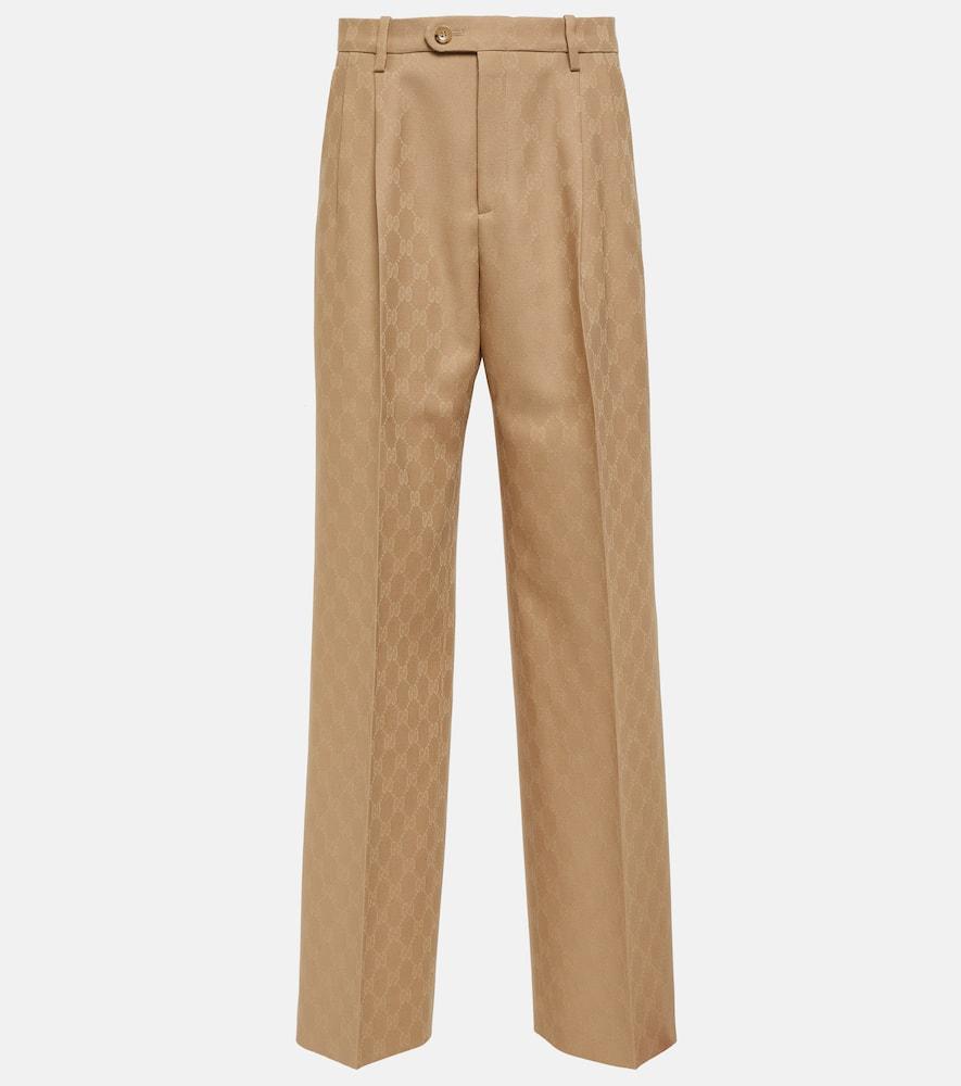 gucci gg wool jacquard straight pants