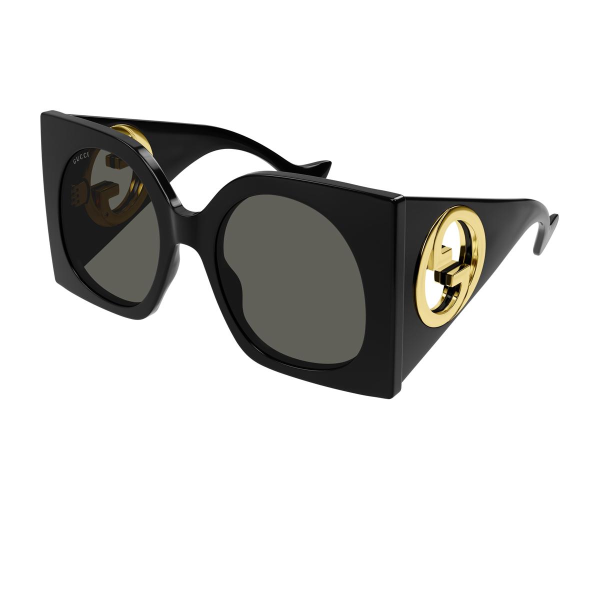 gucci gg1254s linea fashion inspired 001 black grey nero acetate occhiali da sole - women