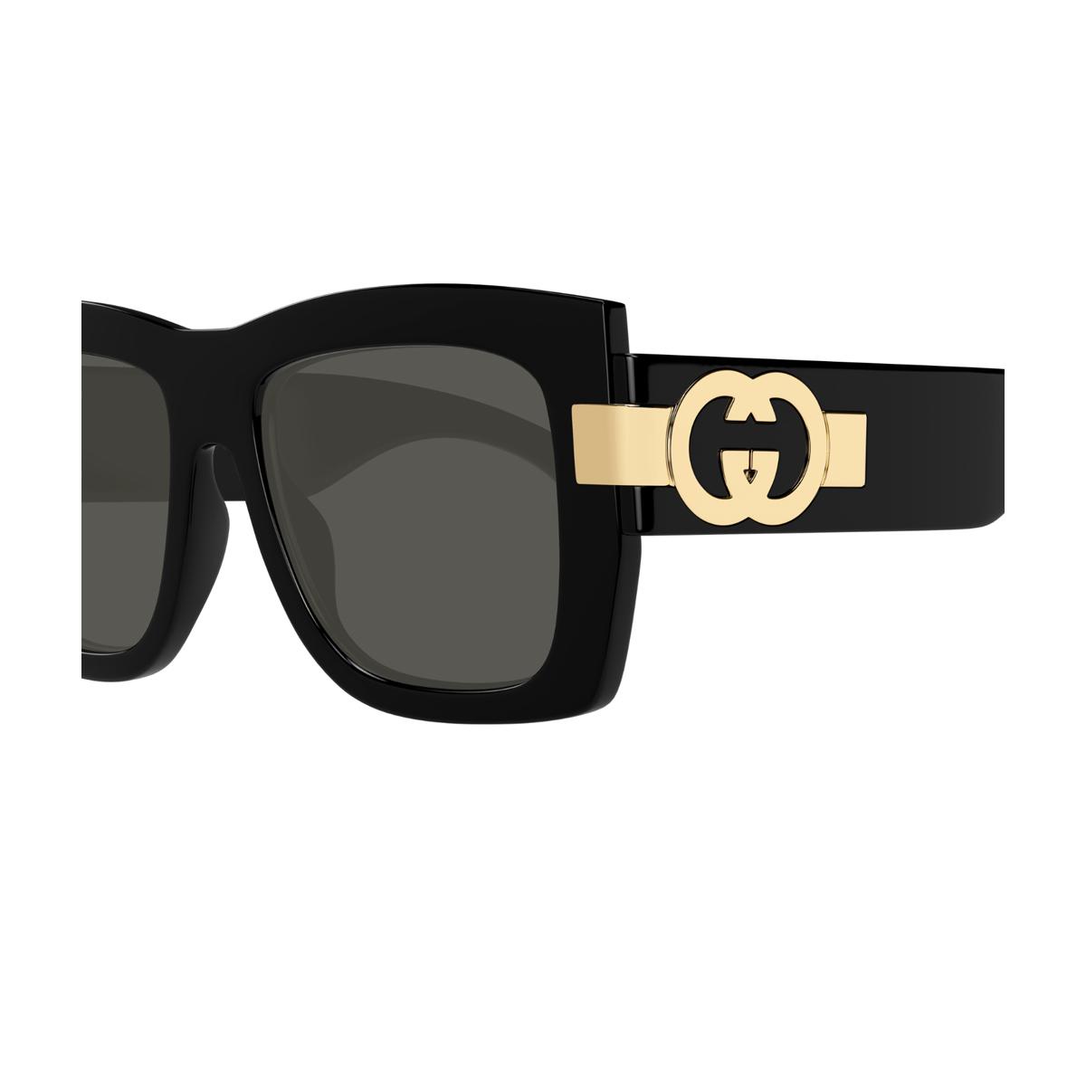 gucci gg1688s linea gg logo 001 black grey nero injected occhiali da sole - women