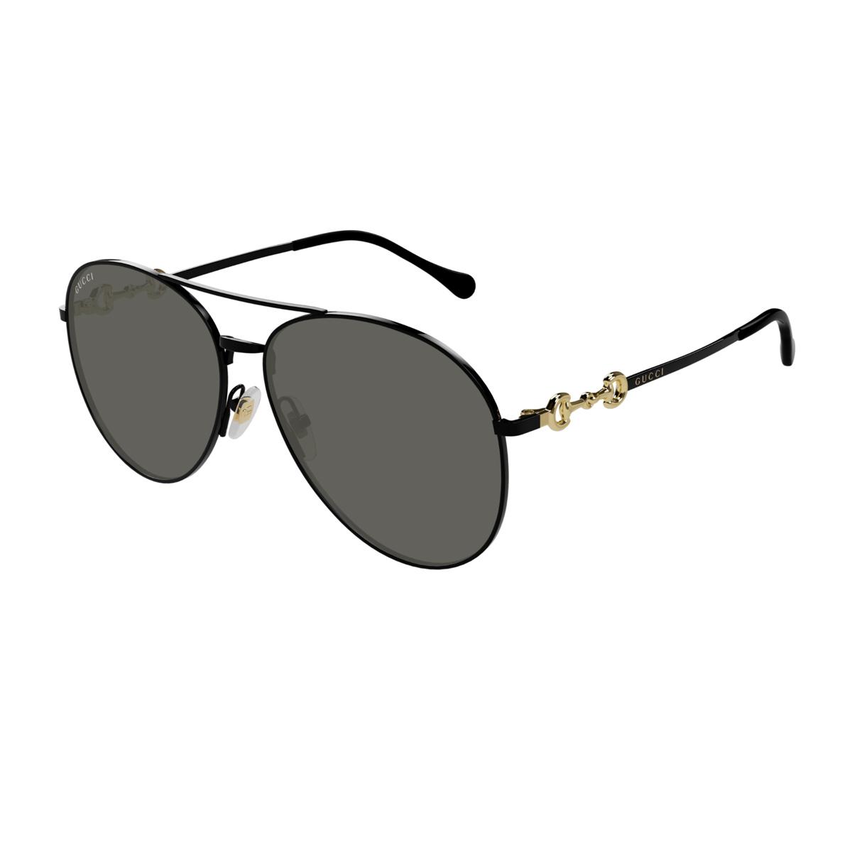 gucci gg1698s linea horsebit 001 black grey nero metal occhiali da sole - women