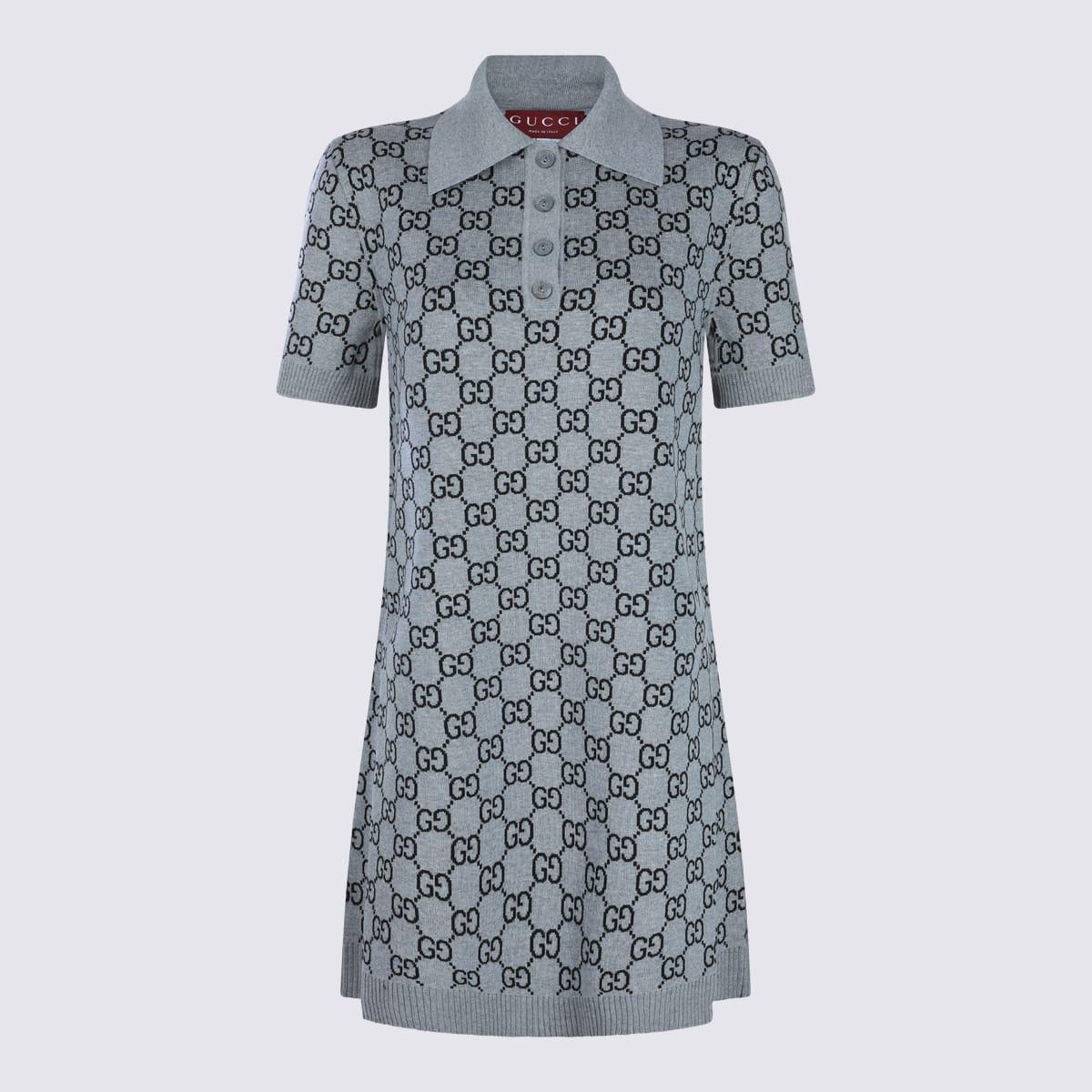 gucci grey and black wool dress