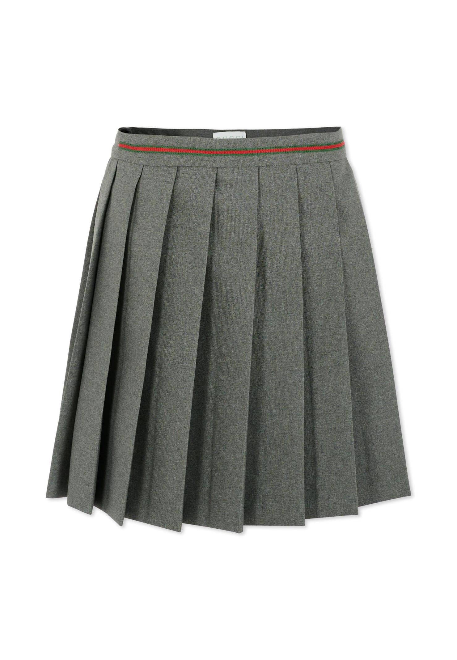 gucci grey skirt for girl with web detail