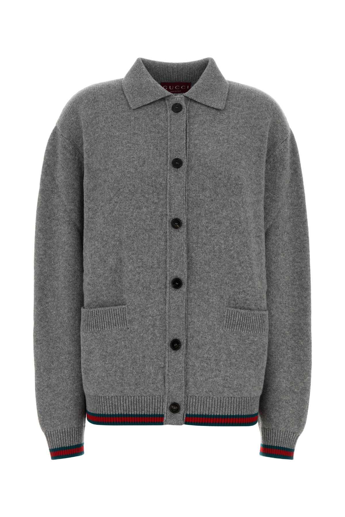 gucci grey wool blend oversize cardigan