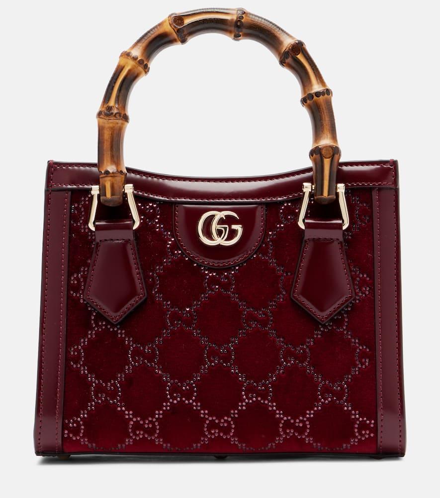 gucci gucci diana gg crystal velvet tote bag