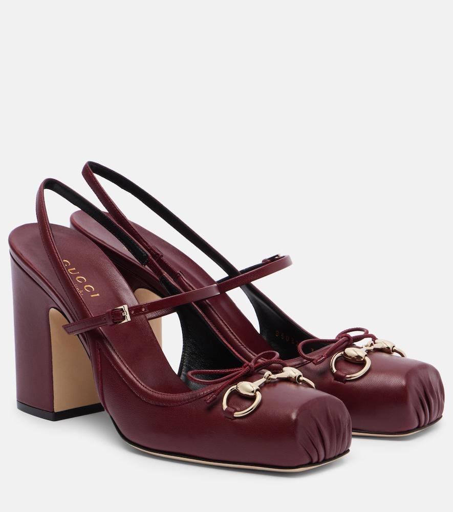 gucci gucci horsebit leather slingback pumps