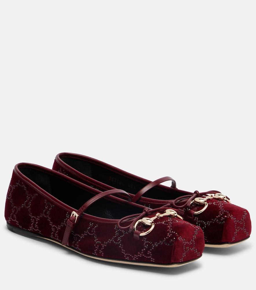 gucci gucci horsebit velvet ballet flats
