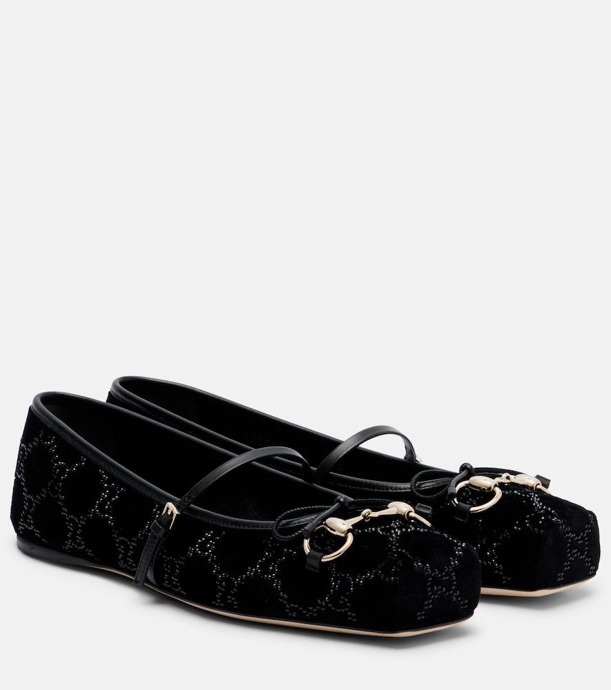 gucci gucci horsebit velvet ballet flats