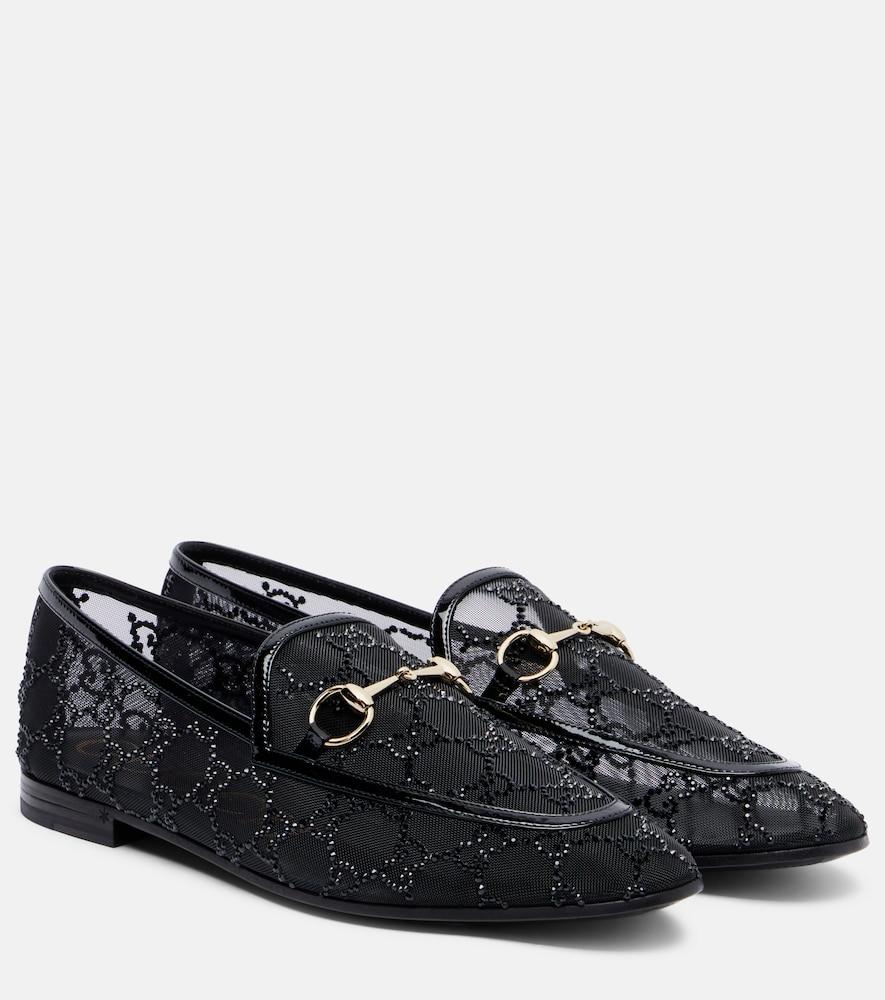 gucci gucci jordaan gg crystal loafers