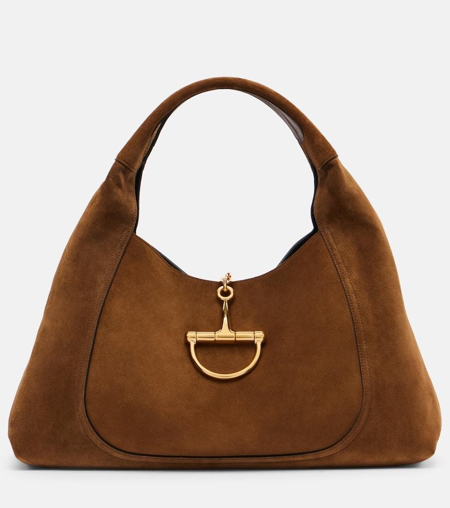 gucci gucci softbit maxi suede shoulder bag