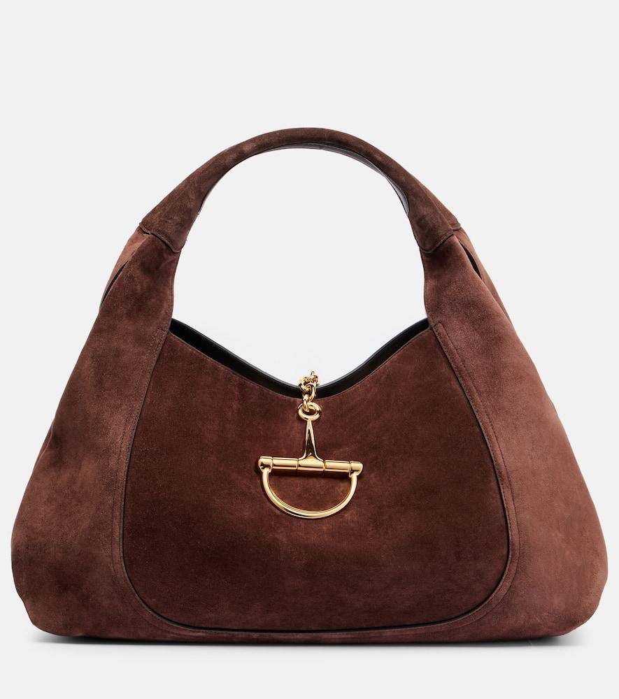 gucci gucci softbit maxi suede shoulder bag