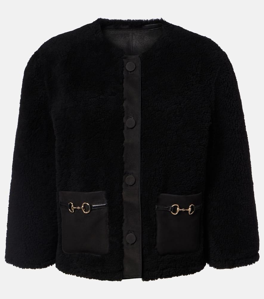 gucci horsebit cropped shearling jacket
