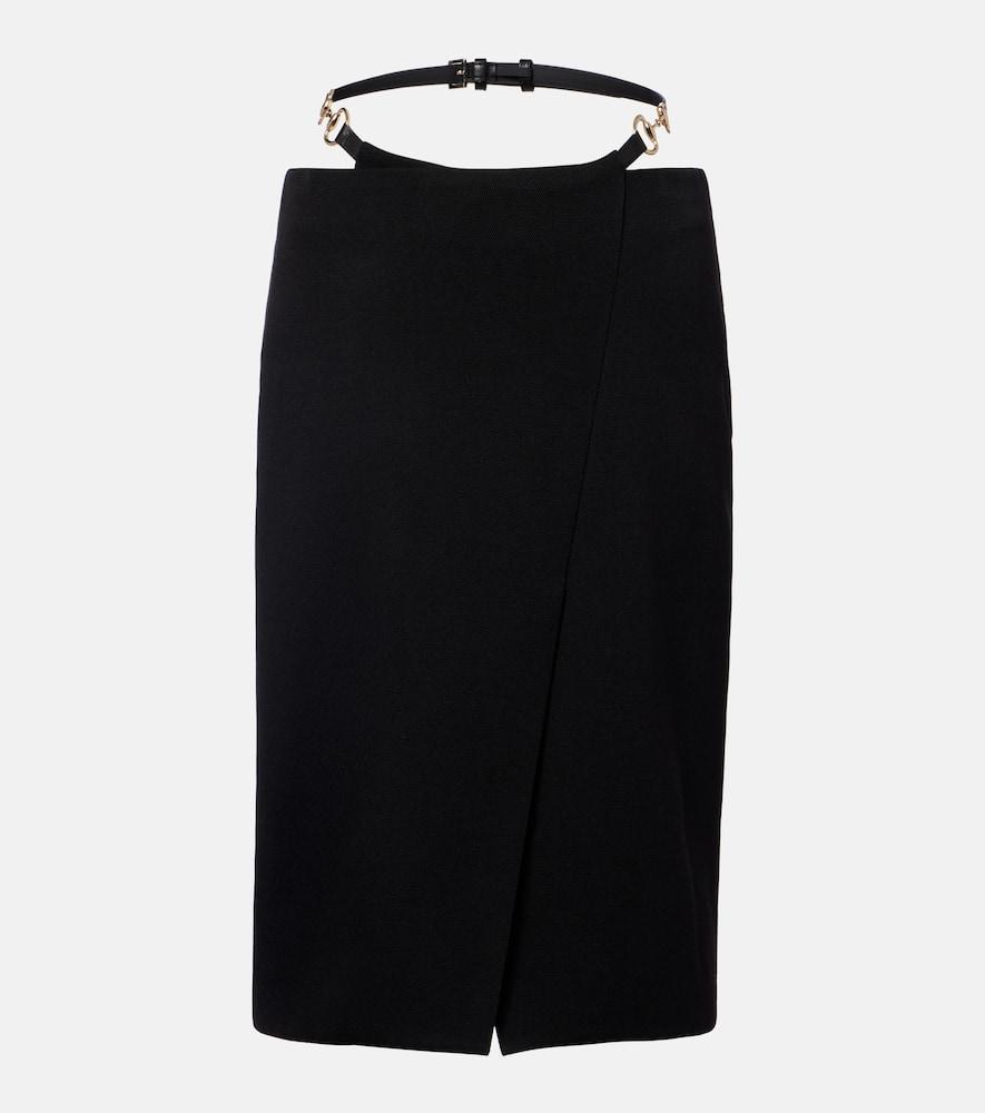 gucci horsebit cutout wool wrap skirt