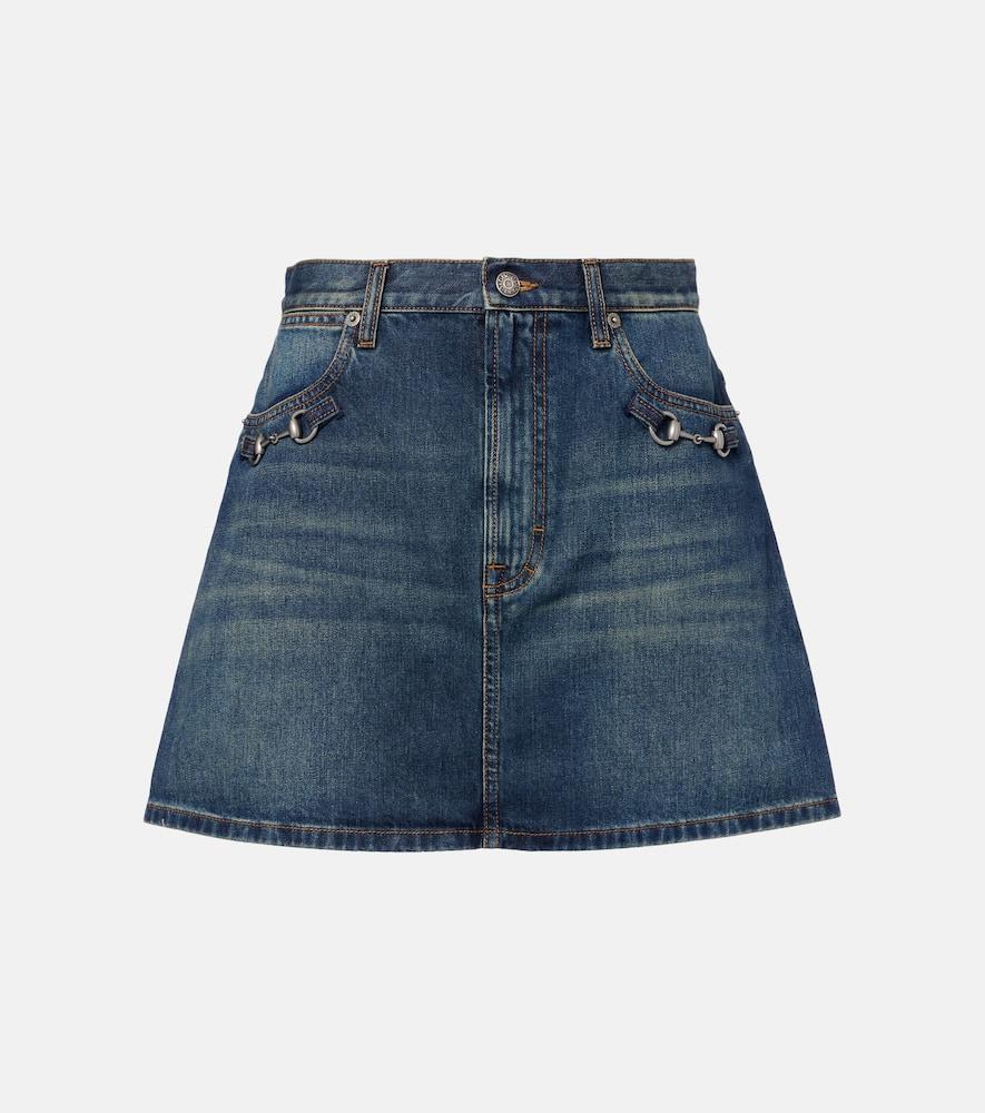 gucci horsebit denim miniskirt