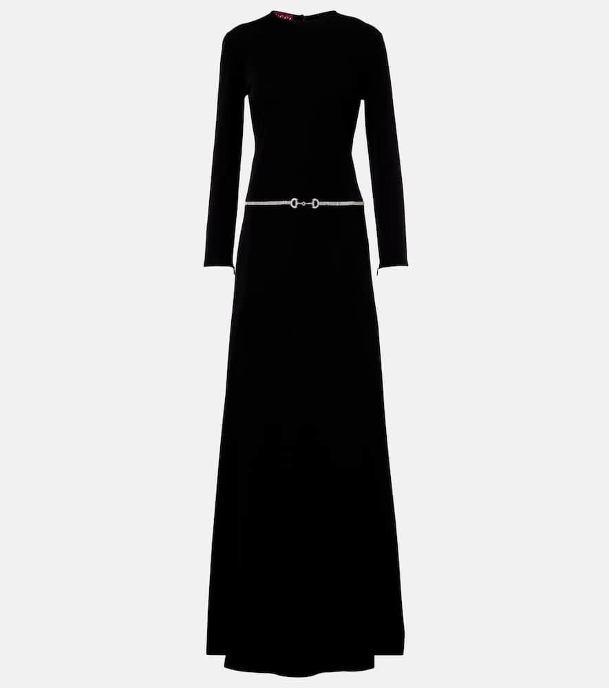 gucci horsebit embellished jersey maxi dress