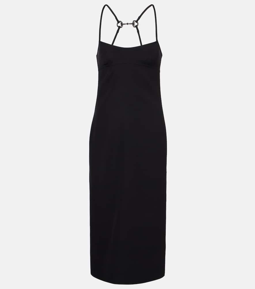 gucci horsebit embellished midi dress