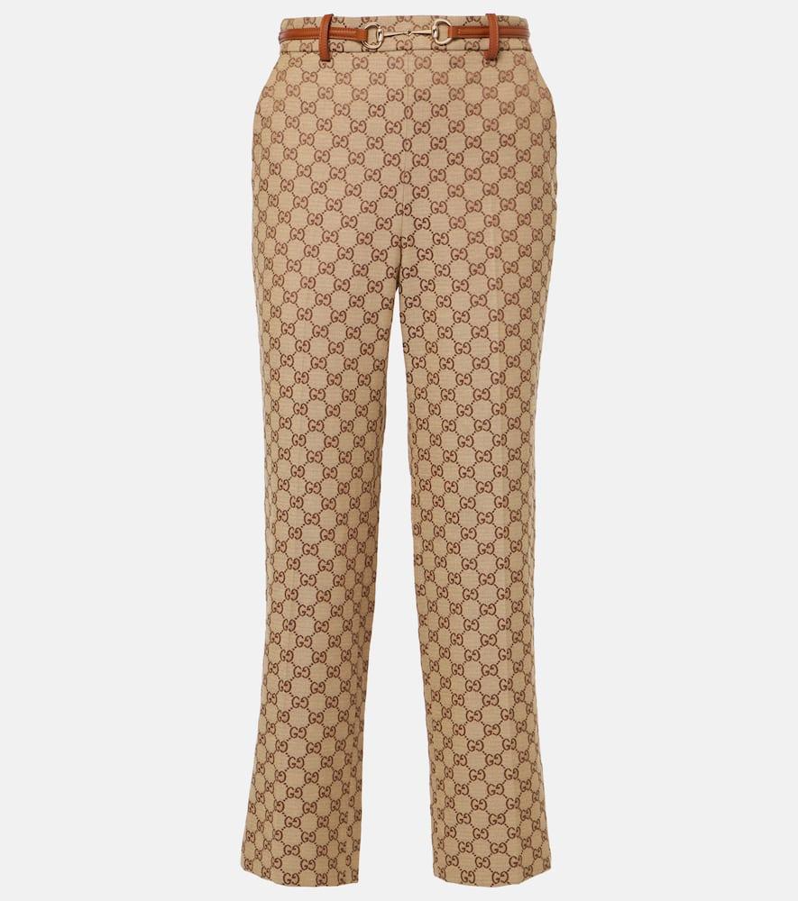 gucci horsebit gg canvas cropped straight pants