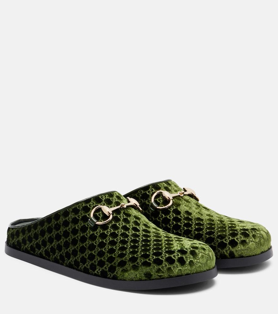 gucci horsebit gg velvet mules