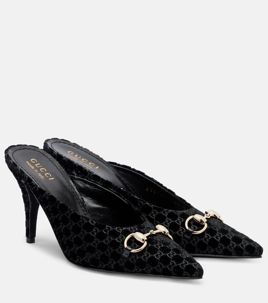 gucci horsebit gg velvet mules