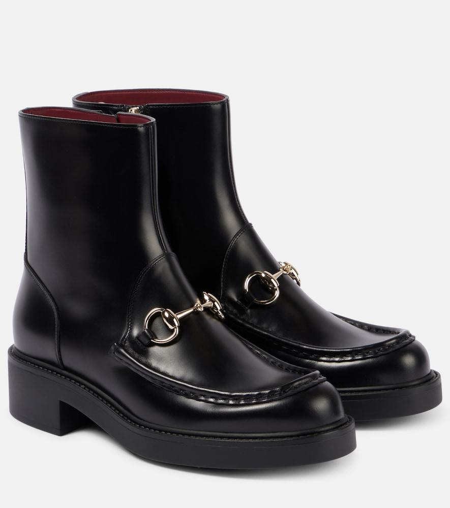 gucci horsebit leather ankle boots