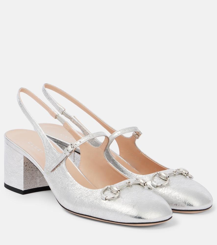 gucci horsebit leather slingback pumps