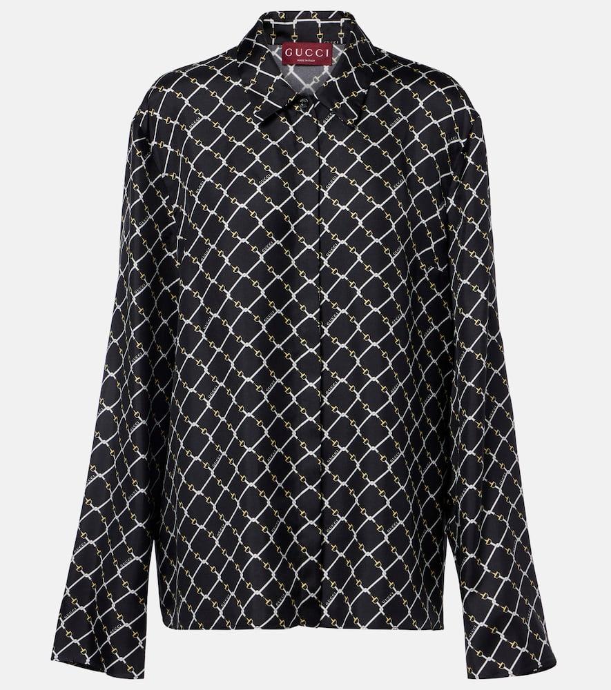 gucci horsebit silk twill shirt