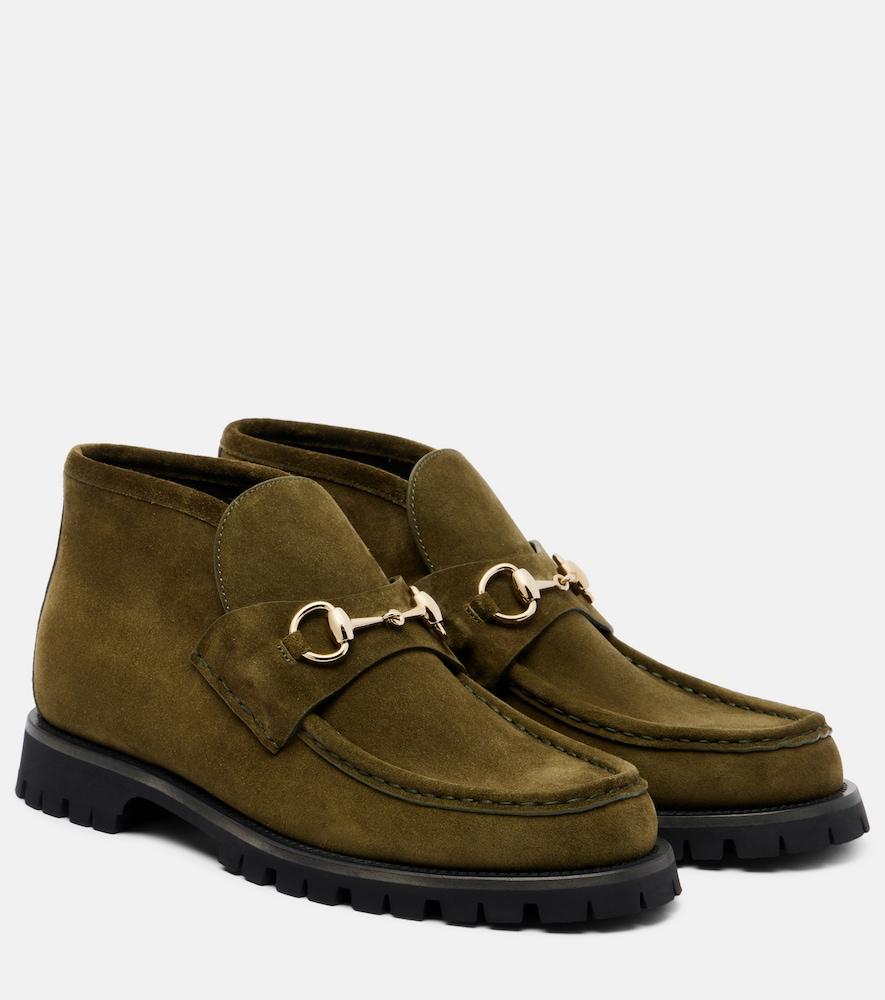 gucci horsebit suede ankle boots