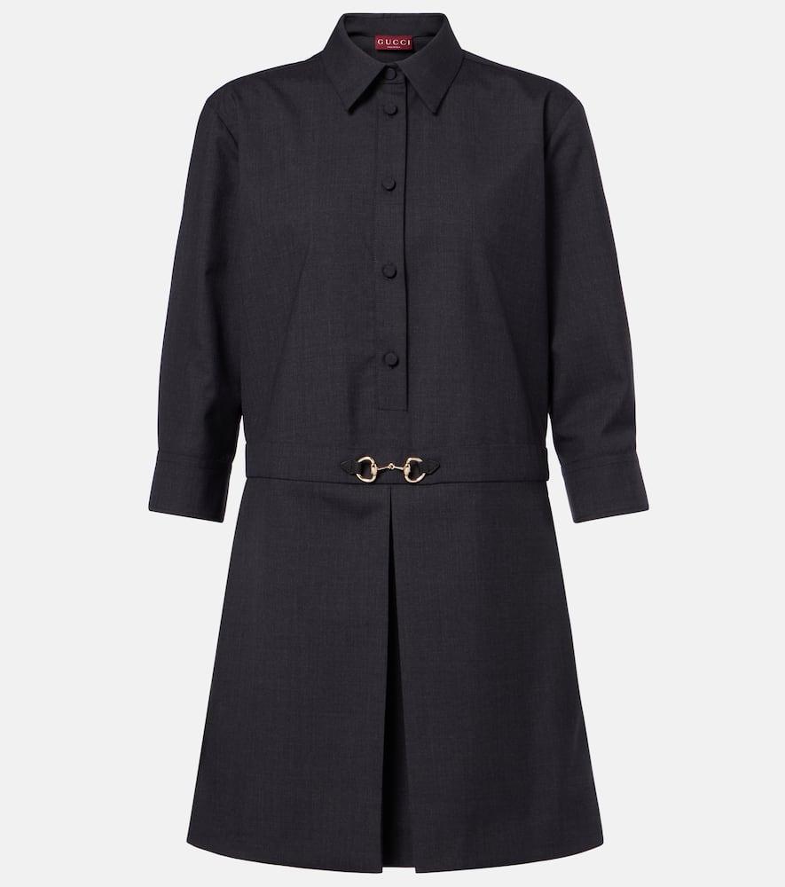 gucci horsebit wool shirt dress