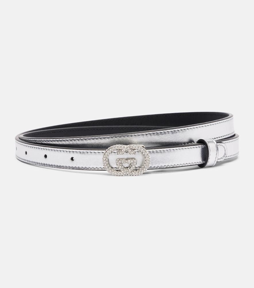 gucci interlocking g metallic leather belt