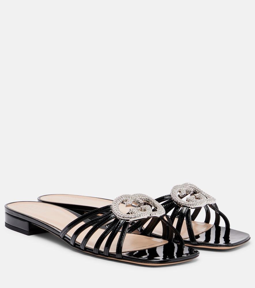 gucci interlocking g patent leather sandals