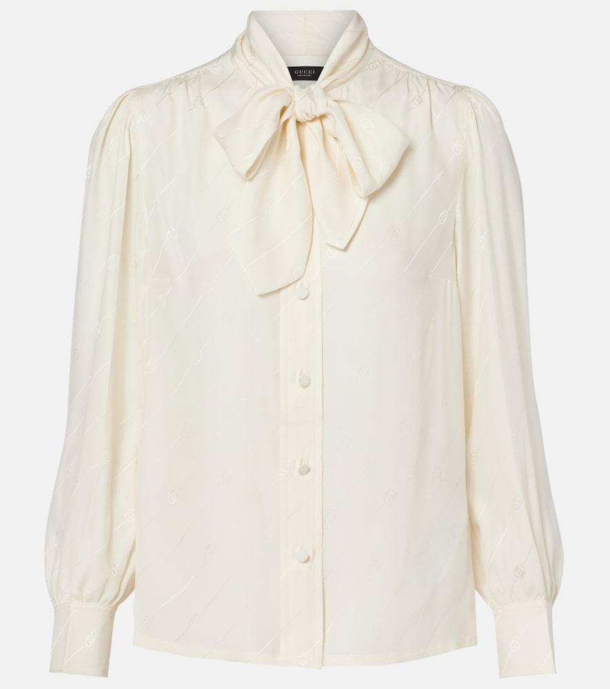 gucci interlocking g silk crêpe satin blouse