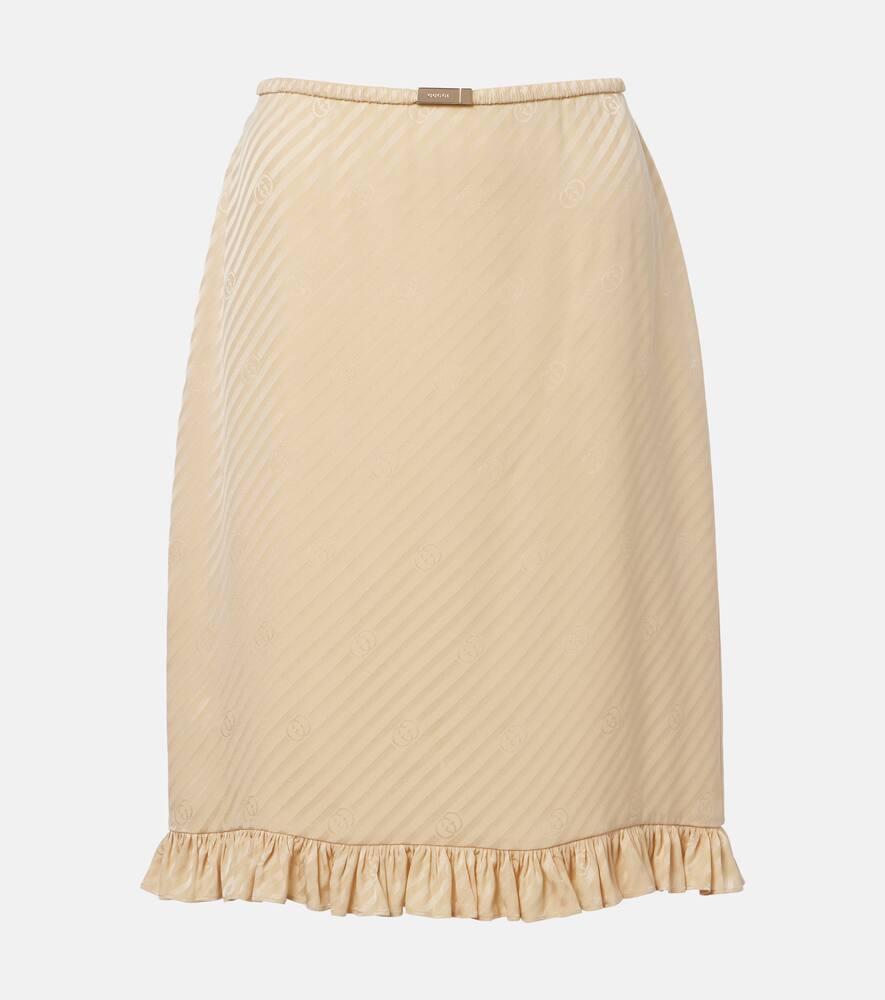 gucci interlocking g silk jacquard midi skirt