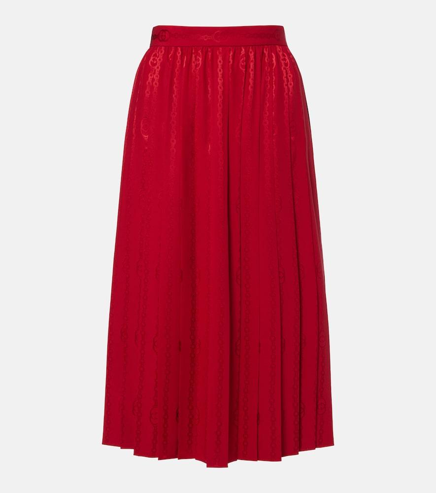 gucci interlocking g silk jacquard midi skirt