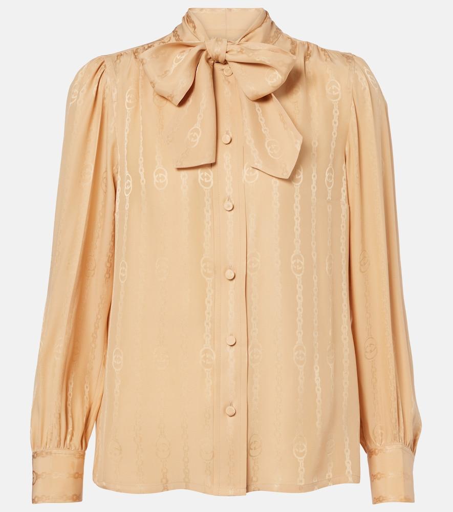 gucci interlocking g silk jacquard shirt