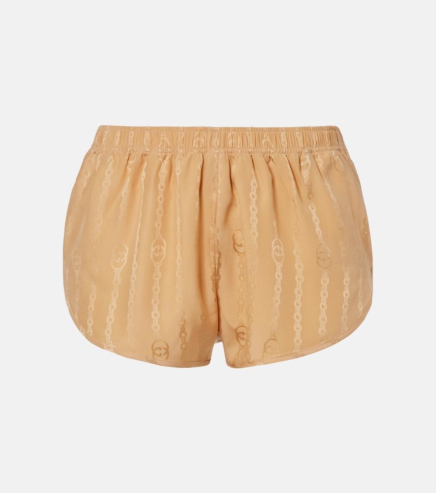 gucci interlocking g silk jacquard shorts
