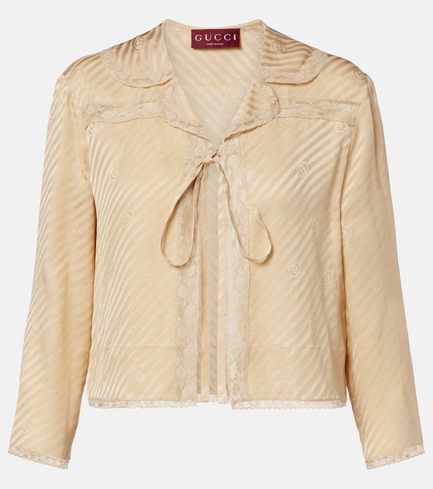gucci interlocking g silk jacquard top