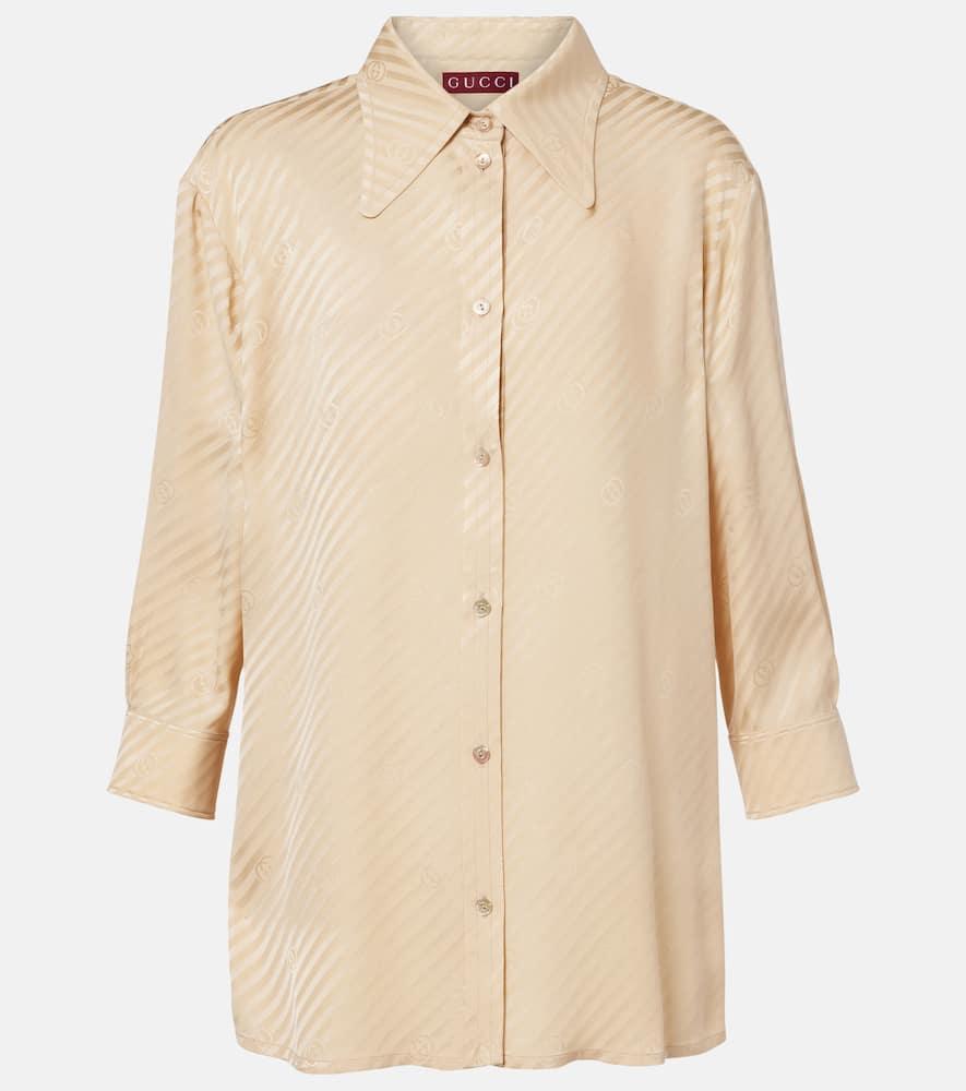 gucci interlocking g striped silk shirt