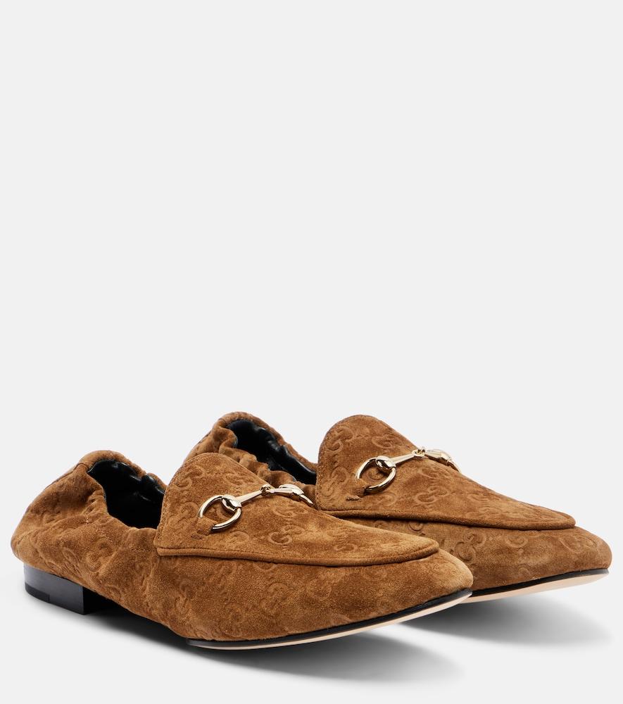 gucci jordaan doria suede loafers