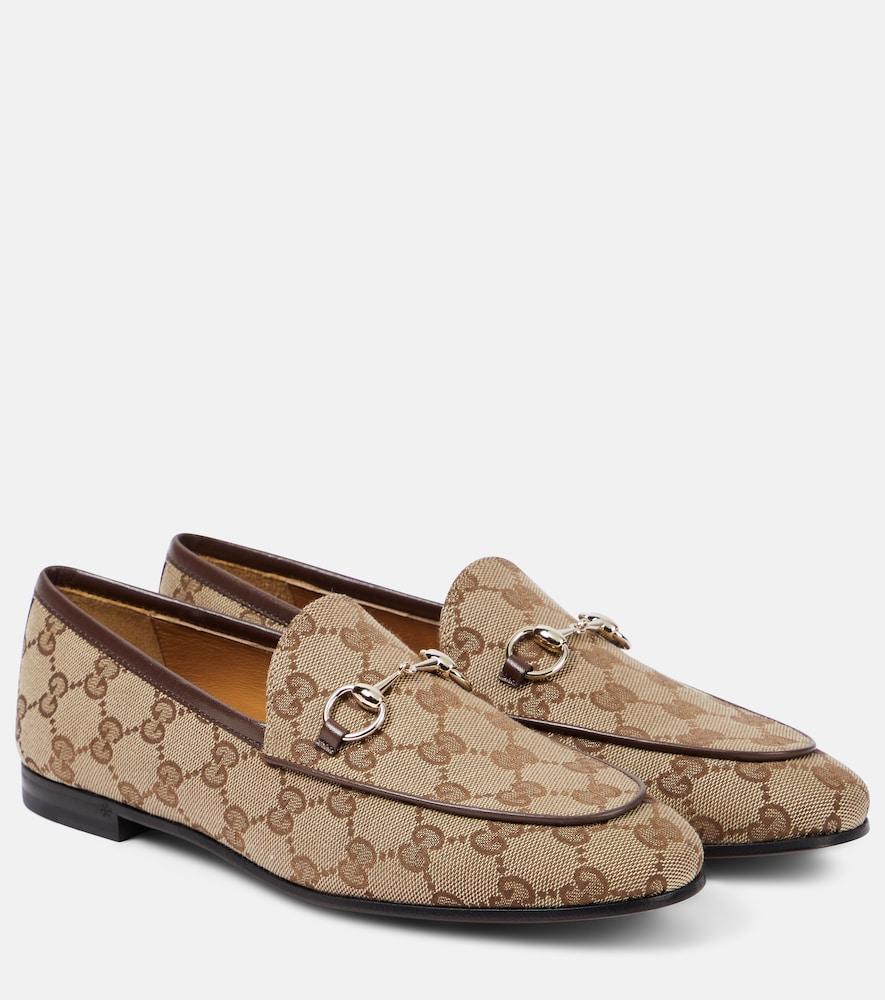 gucci jordaan horsebit gg canvas loafers