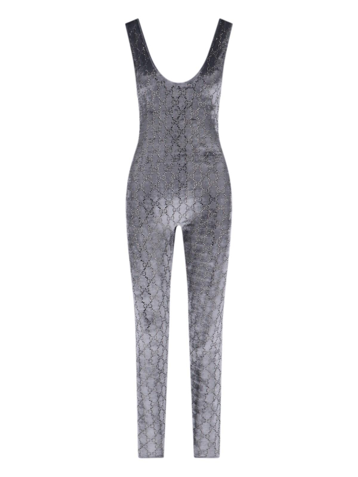 gucci jumpsuit with "gg" crystals
