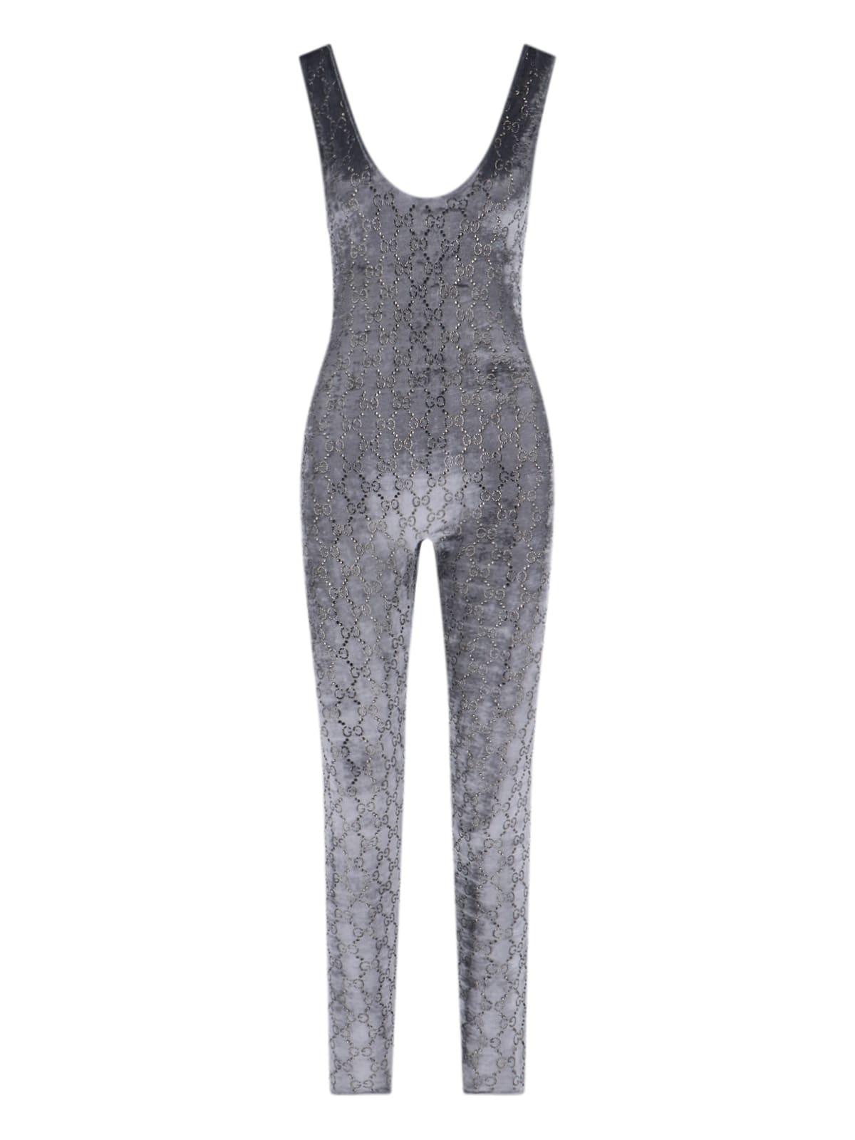 gucci jumpsuit with gg crystals