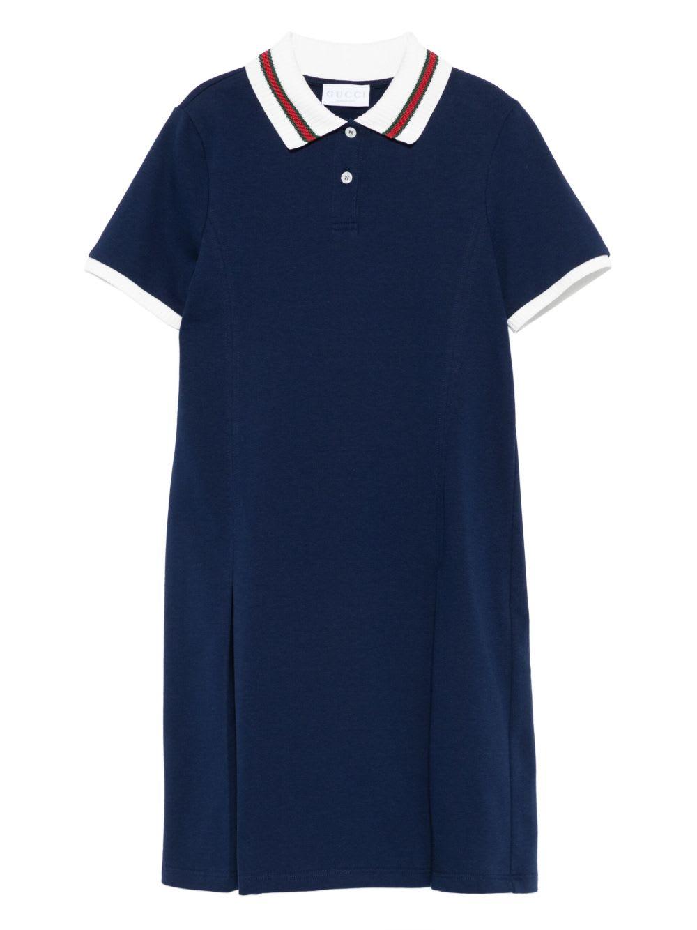 gucci kids dark blue pleated dress