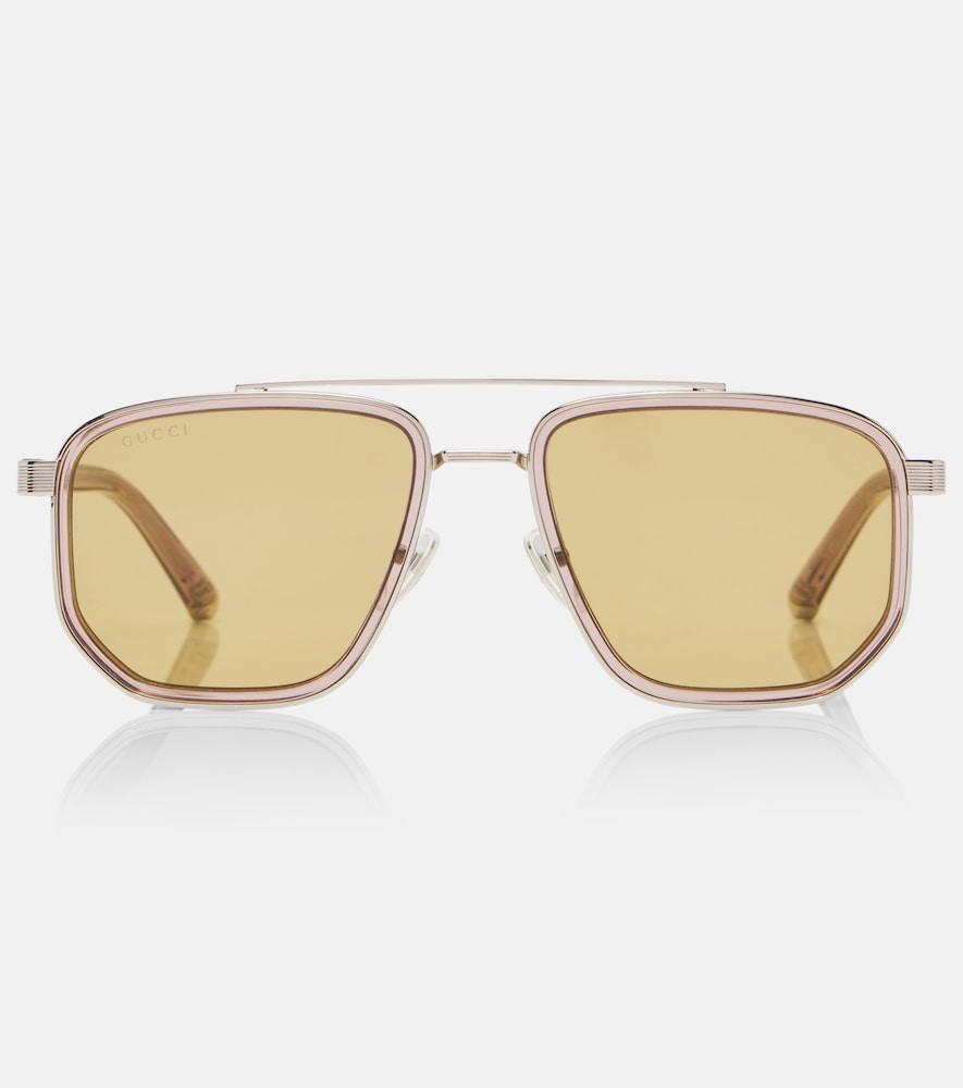 gucci lettering aviator sunglasses